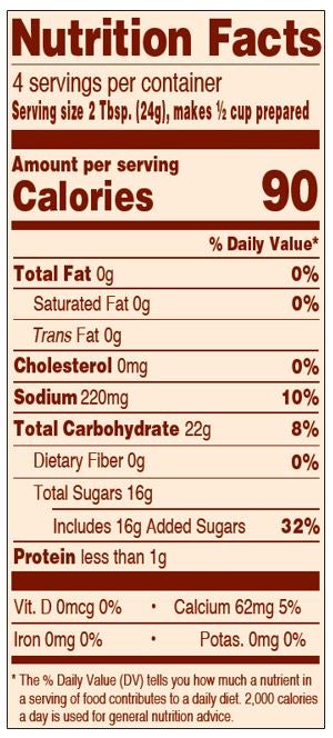 Osem Chocolate Pudding Nutrition