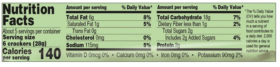 Osem Golden Cracker Nutrition