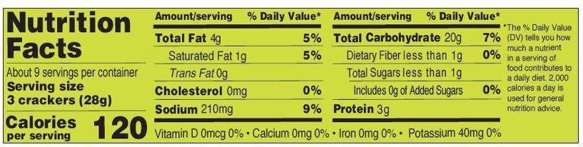 Osem Cream Cracker Nutrition