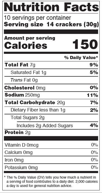 Osem Sea Salt Cracker Nutrition