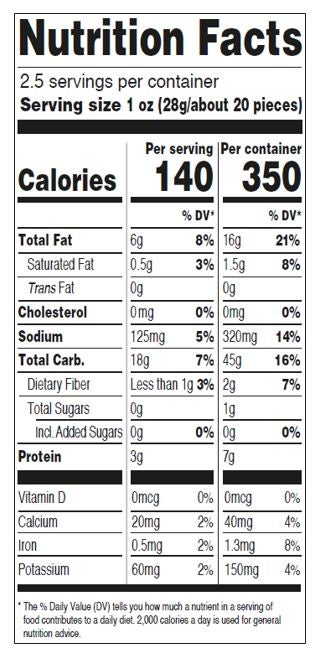 Osem Bissli BBQ 2.5 oz. Nutrition Facts